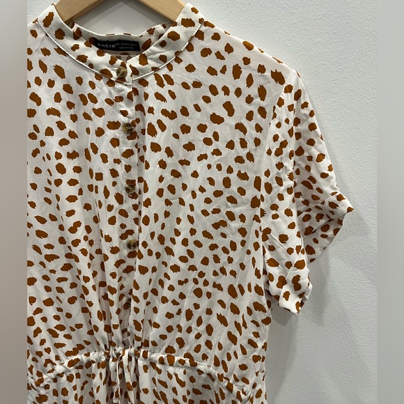 Shein Animal Print Short Sleeve Button Down Maxi Dress - Picture 2 of 6